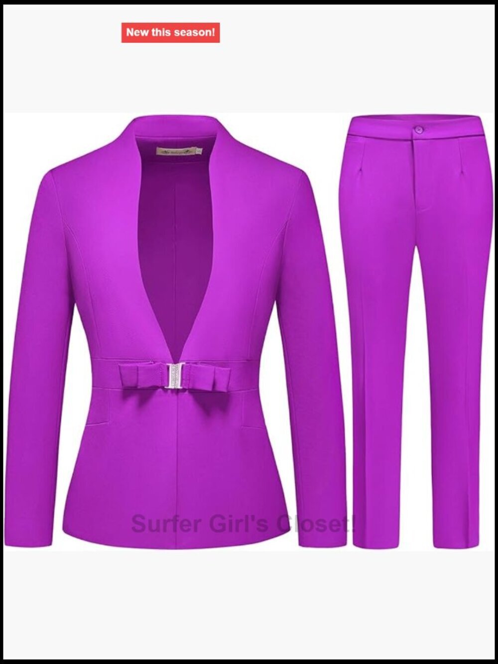 2 Piece Pantsuit Set Slim Fit Blazer Jacket One Button Buckle Work Office Suit